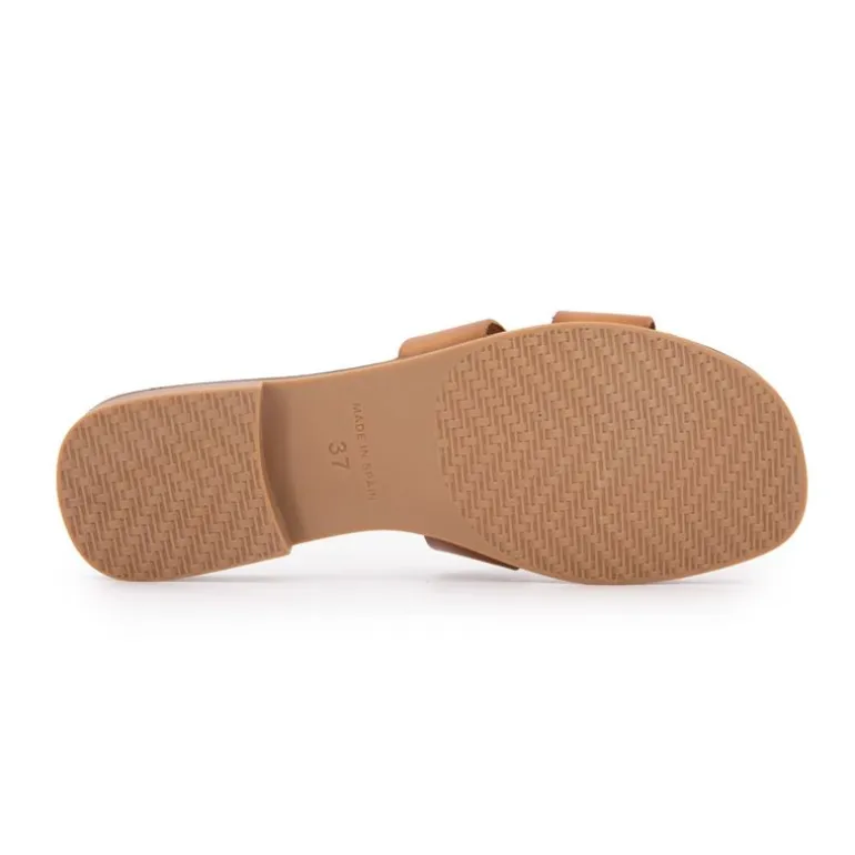 Mules basses cuir tan avellana Femme BIOSTOCK