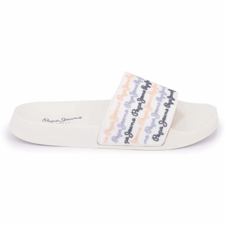 Mules claquette blanc avec logo Femme PEPE JEANS