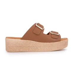 Mules compensées double boucle semelle épaisse effet corde Femme BIOSTOCK