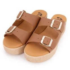 Mules compensées double boucle semelle épaisse effet corde Femme BIOSTOCK