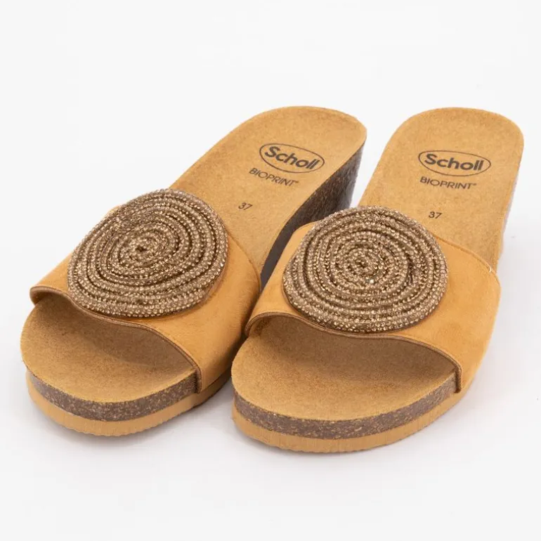 Mules compensées marron cala luna avec strass Femme SCHOLL