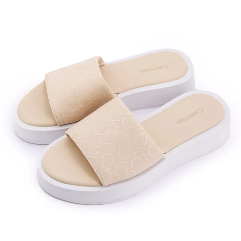 Mules coton avec monogramme basses Femme CALVIN KLEIN