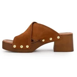 Mules croisées pipa à talons de 6cm avec clous doré Femme LES TROPEZIENNES PAR M.BELARBI