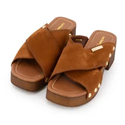 Mules croisées pipa à talons de 6cm avec clous doré Femme LES TROPEZIENNES PAR M.BELARBI