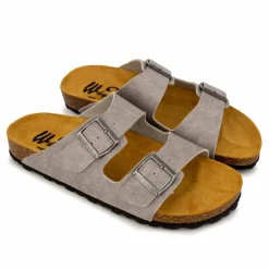 Mules cuir toile légère double bride Homme WHY LAND