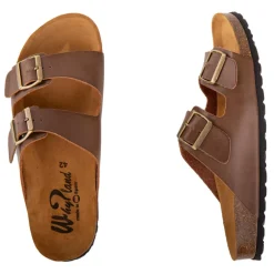 Mules cuir toile légère double bride Homme WHY LAND