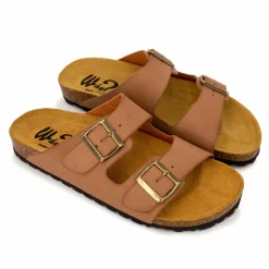 Mules cuir toile légère double bride Homme WHY LAND