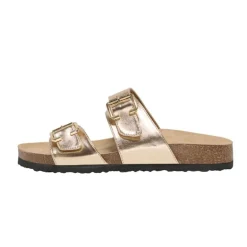 Mules double boucle doré cuir synthétique Femme ONLY