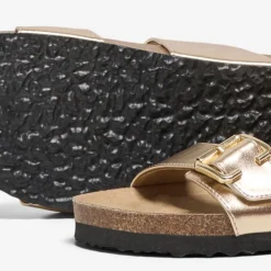 Mules double boucle doré cuir synthétique Femme ONLY