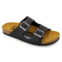 Mules double bride cuir boucle dorée Homme PEPE JEANS