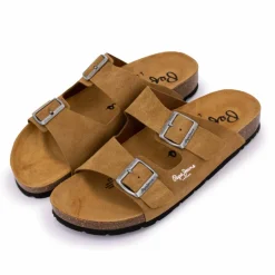 Mules double bride daim boucles argentées Homme PEPE JEANS