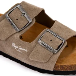 Mules double bride daim boucles argentées Homme PEPE JEANS