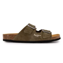 Mules double bride daim boucles argentées Homme PEPE JEANS