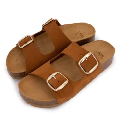 Mules double brides compensée en daim Femme I AM