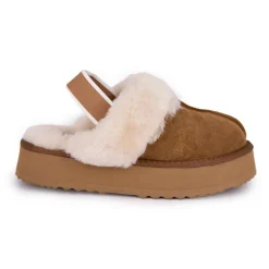 Mules en cuir fourrées avec élastique Femme KELARA