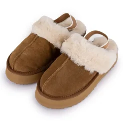 Mules en cuir fourrées avec élastique Femme KELARA