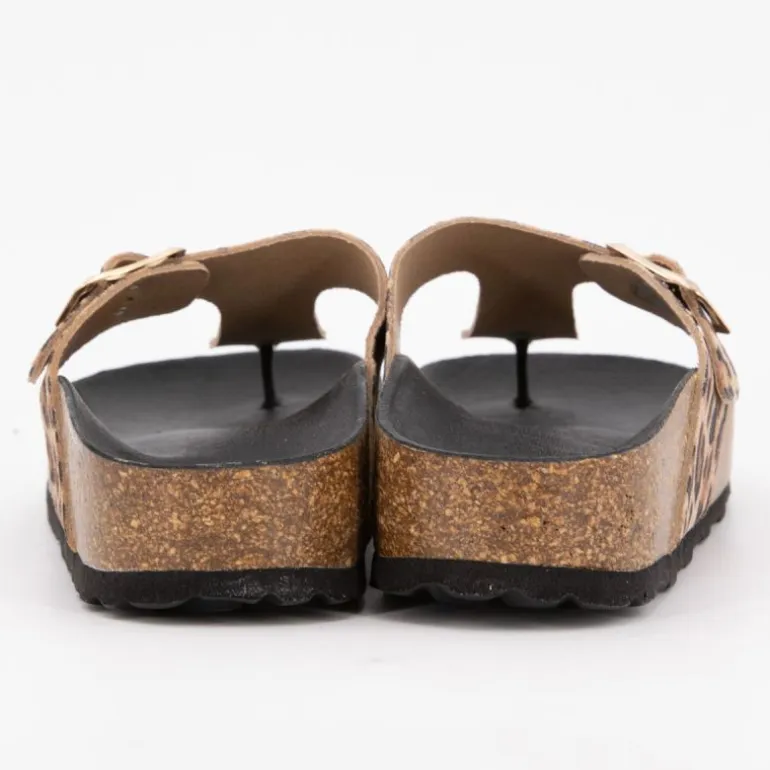 Mules léopard cuir entre doigt semelle foncée Femme I AM