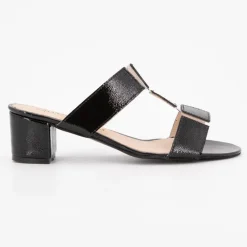 Mules naplak noir cuir avec découpes transparentes Femme XAVIER DANAUD