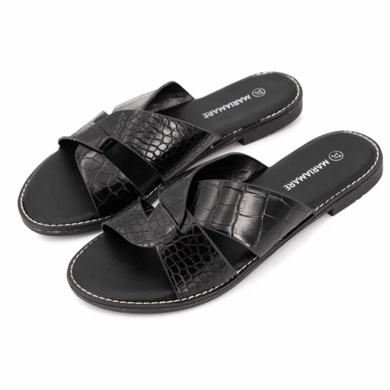 Mules plates à brides croisées Femme MARIAMARE