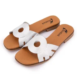 Mules plates argenté Femme BIOSTOCK