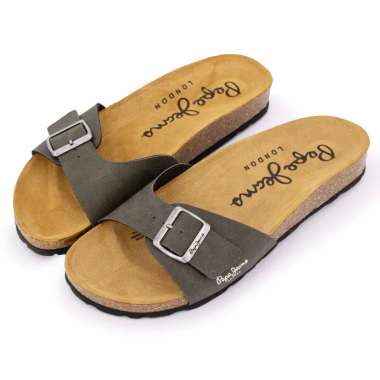 Mules plates uni logo Homme PEPE JEANS