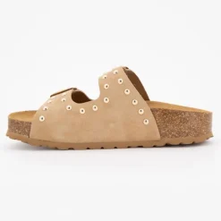 Mules semelle épaisse beige avec clous gold Femme I AM