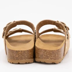 Mules semelle épaisse beige avec clous gold Femme I AM