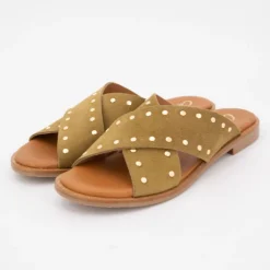 Mules setter cuir à clous dorés Femme CARLA TORTOSA