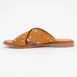 Mules setter cuir à clous dorés Femme CARLA TORTOSA