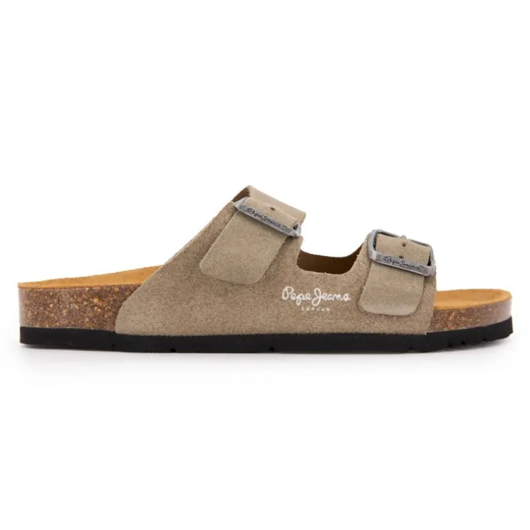 Mules suédine taupe beige double bride Femme PEPE JEANS