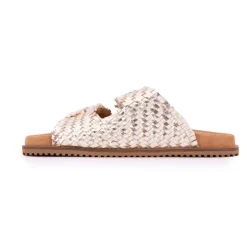 Mules tissées double bride platino Femme KEYS