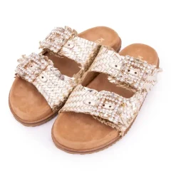 Mules tissées double bride platino Femme KEYS