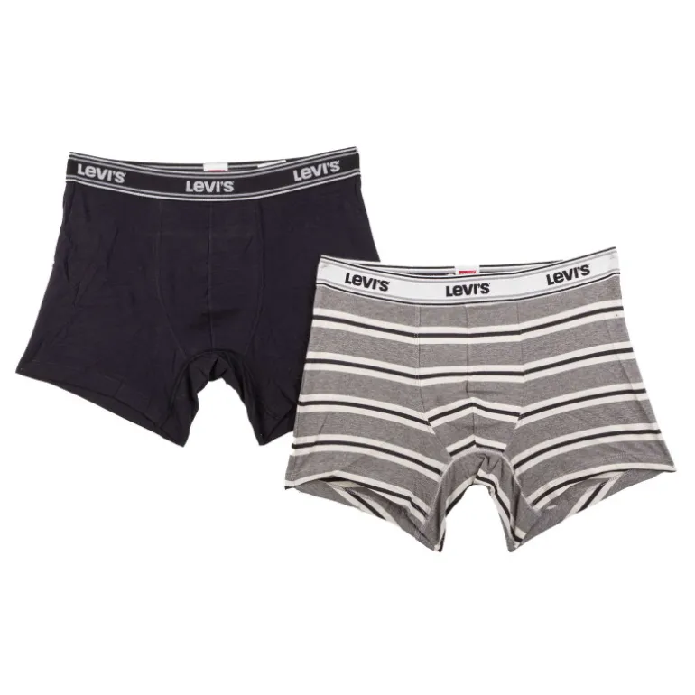 Pack 2 boxers coton stretch confort gris et noir Homme LEVI'S