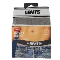 Pack 2 boxers coton stretch confort gris et noir Homme LEVI'S