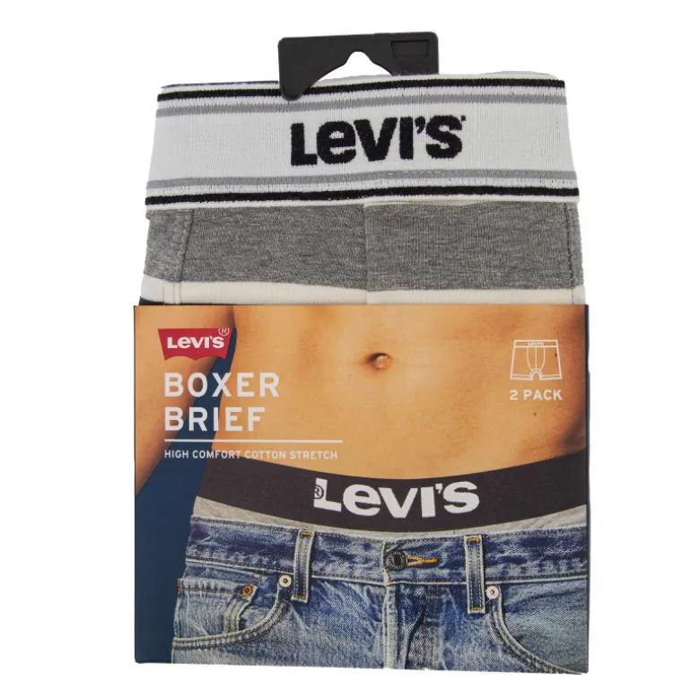 Pack 2 boxers coton stretch confort gris et noir Homme LEVI'S