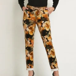 Pantalon avec ourlets imprimé avec ceinture corde Femme PLEASE
