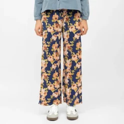 Pantalon bleu fluide retro pozo à fleurs Femme LA PETITE ETOILE