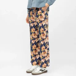 Pantalon bleu fluide retro pozo à fleurs Femme LA PETITE ETOILE