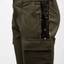 Pantalon cargo ajusté avec sequins dorés Femme PLEASE