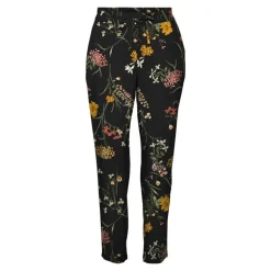 Pantalon carotte noir imprimé à fleurs colorées Femme VERO MODA