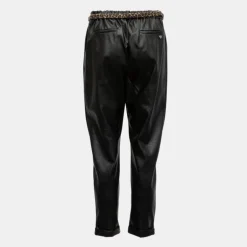 Pantalon carotte similicuir avec ceinture imprimé léopard Femme PLEASE