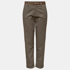 Pantalon chino sax coupe carotte avec ceinture tressée Femme ONLY