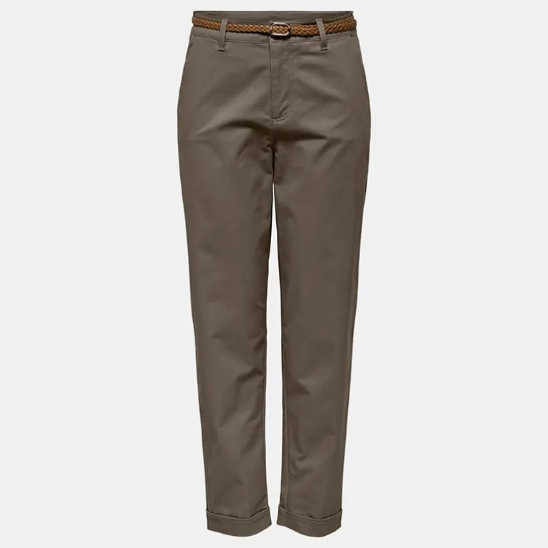 Pantalon chino sax coupe carotte avec ceinture tressée Femme ONLY
