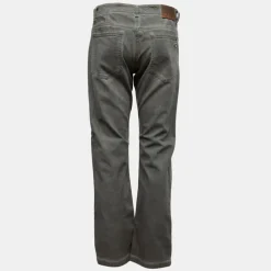 Pantalon denim gris taille basse avec zip penché Femme PLEASE