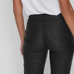 Pantalon enduit noir straight fit taille haute vicommit noos Femme VILA