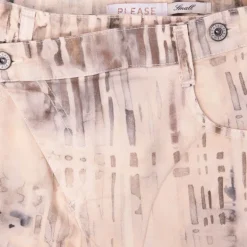 Pantalon fermeture asymétrique beige à motifs Femme PLEASE