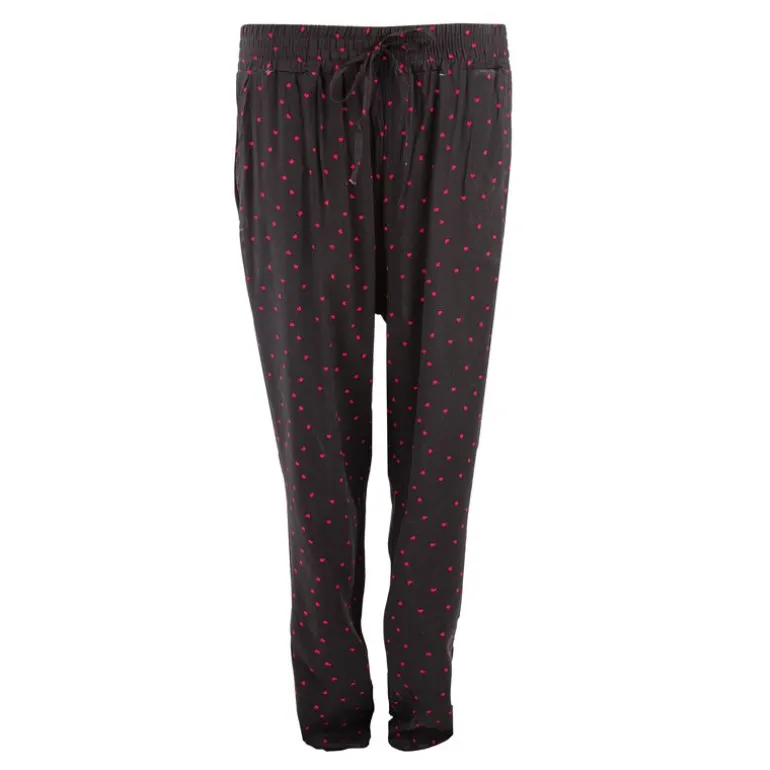 Pantalon fluide noir coeurs rouges Femme MANOUKIAN
