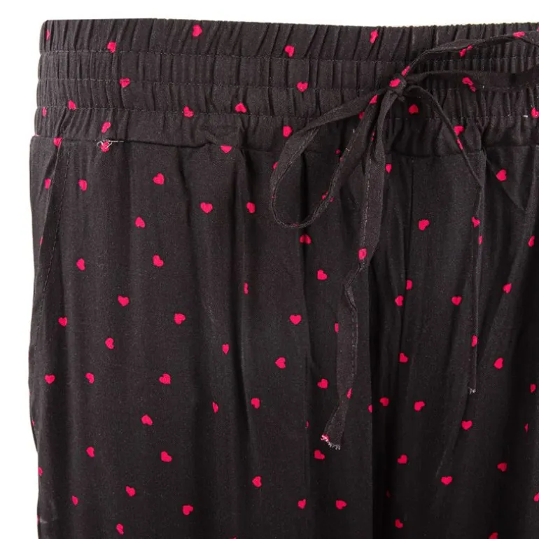 Pantalon fluide noir coeurs rouges Femme MANOUKIAN