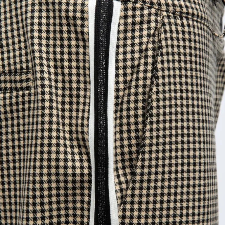 Pantalon imprimé à carreaux avec bandes noires Femme PLEASE