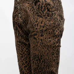 Pantalon imprimé léopard avec boutons Femme PLEASE